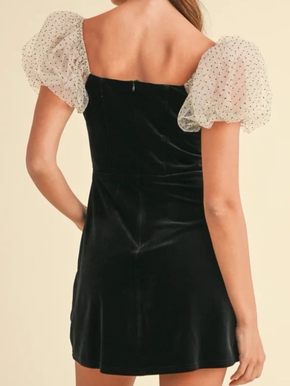 Camila Coehlo Revolve Heirloom Velvet Tulle Puff Sleeve Flocked Dot Dress - Picture 3 of 7